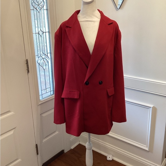 Classic Double Button Red Women’s Blazer (Color: Red) (Size: XXL) - Picture 1 of 4